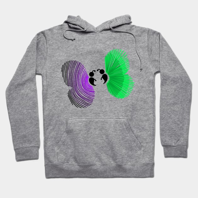 Lined Semicolon Butterflies Hoodie by birdiestreasuretrove